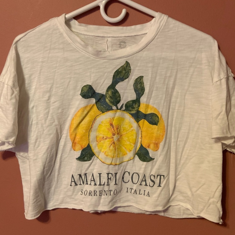 Social Culture Oversized Crop T Shirt Women M White Short Sleeve Lemon Amalfi